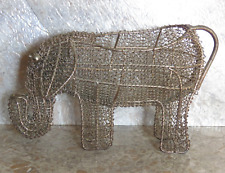 Vintage Iron? Wire Mesh Twisty Elephant Silver Catch All Basket Planter Decor