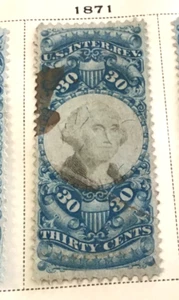 US Second Issue Revenue Stamp 1871 30 Cent Washington Used Scott # R113 - Picture 1 of 1