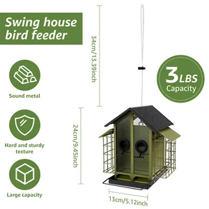 Hanging Bird Feeders Metal House Shaped Wild Bird Feeder Outdoor Decor for bexAC - Picture 1 of 11