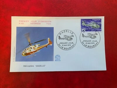 FRANCE 1975 FDC 922 AVIATION HELICOPTER GAZELLE - Image 1 of 2