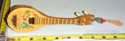 Vtg Small Plastic Greek BOUZOUKI with Adjustable Metal Strings ~ 7½ x 2⅛ x 1¾" - Image 1 of 4