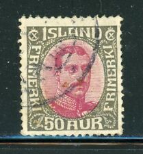 ICELAND 125 SG128 Used 1920-22 50a red & gry King Christian IX CV$12