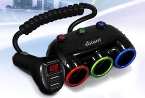 Car cigarette lighter power extended splitter with switch + USB - Picture 1 of 8