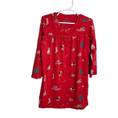 Holiday Dog Dress Girl's 110 Dog Puppy Printed Red We Woof You A Merry Christmas - Image 1 of 4