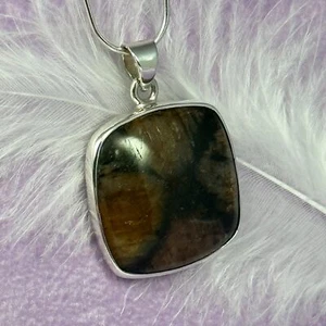 925 Silver Chiastolite crystal pendant 9.1g SN52945 - Picture 1 of 4