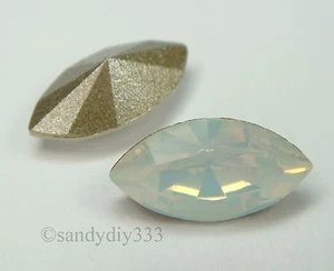 6x SWAROVSKI #4228 White Opal 10x5mm XILION Navette Foiled CRYSTAL STONE - Picture 1 of 2