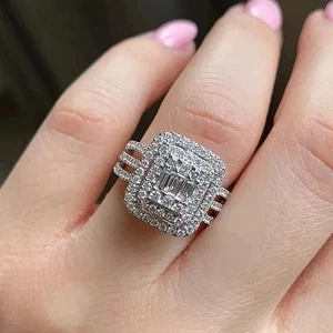 2Ct Lab-Created Diamond Engagement Wedding Party Ring 14K White Gold Filled - Picture 1 of 13