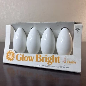 Vintage GE Glow Bright Lights 4 White Bulbs Christmas String Holiday Deadstick - Picture 1 of 9