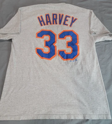 Camiseta gris para hombre MLB Majestic New York Mets Matt Harvey #33 M Foto 1 de 4