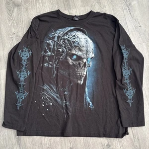 Spiral Direct Men's T-Shirt Human 2.0 Graphic XXL Black Long Slv android skull - Picture 1 of 10