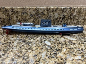 Rare Vintage Sub Marine Inakita Made In Japan Tin Wind Up Toy Military Boat - Bild 1 von 7
