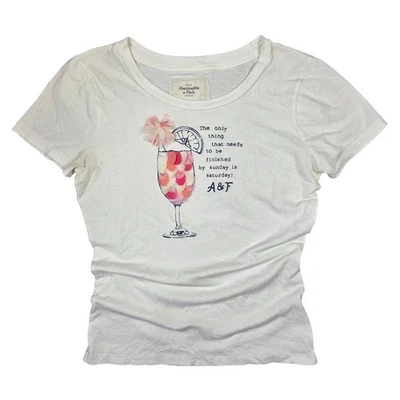 Camisa Abercrombie & Fitch Mujer L Blanca Cóctel Domingo Sábado Playa Preppy Foto 1 de 4