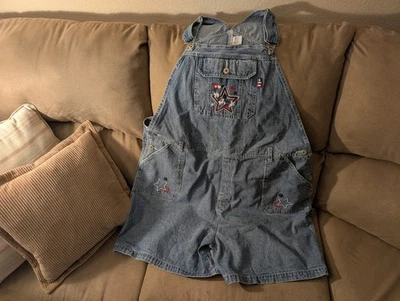 Женские шорты Disney Mickey Mouse 24W джинсовая ткань США вышитый винтажный комбинезон - Изображение 1 из 4