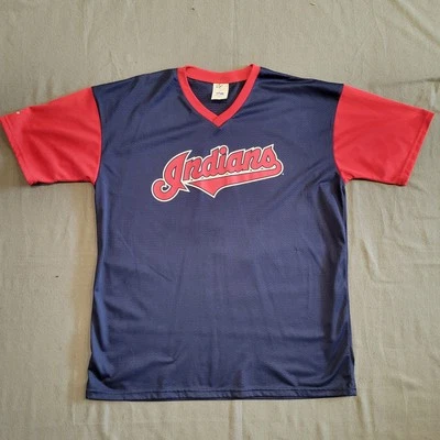 Vintage Cleveland Indians MLB Baseball Blue Red Jersey Large - Image 1 of 4
