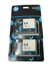 *NAGELNEU* HP 64 Tri-Color Tintenpatrone (ORIGINAL OEM) 2er-Pack 07/23 *BRANDNEU* - Bild 1 von 2