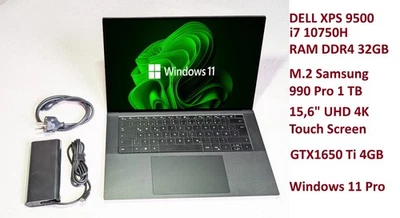 Dell XPS 15 i7 10th 32GB 1TB SSD UHD 4K touch GTX1650 Ti laptop game work - Immagine 1 di 4