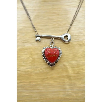 Betsy Johnson Vintage Necklace BE MY VALENTINE Red Heart Pendant Rare As Is BinI - Image 1 of 4