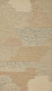 Neutral Tones Abstract Area Rug 5x8 Ft Geometric Modern Hand-tufted Wool Carpet  - Picture 1 of 9