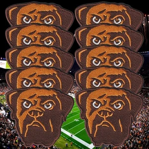 10 pcs Cleveland Browns Football Logo Size 3.0 in x 2.6 in Sew Iron on Patches - Picture 1 of 12