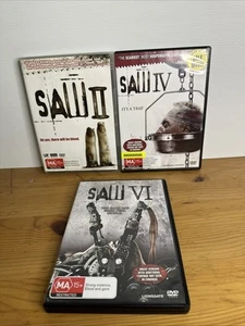 SAW DVD 2 4 & 6 Movie Bundle Horror Gore Movies MA15+ Region 4 - Picture 1 of 8