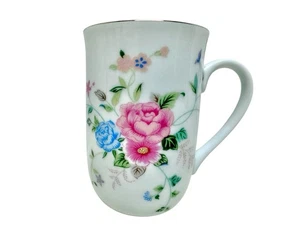 Vintage Otagiri 1980's Floral Mixed Pink & Blue Roses Gold Rim Porcelain 8oz Mug - Picture 1 of 9