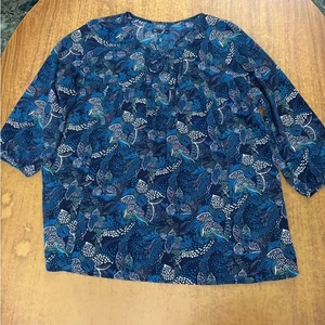 Gap Floral Blue Women's Top Size Large - Picture 1 of 3