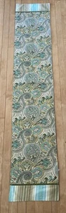 Waverly Table Runner Pastel Green Blue Paisley & Stripe Pattern 14 X 72” EUC - Picture 1 of 5