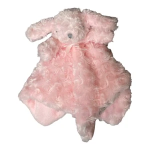 Blankets & Beyond Pink Rosette Swirl Puppy Dog Plush Lovey Security Blanket - Picture 1 of 7