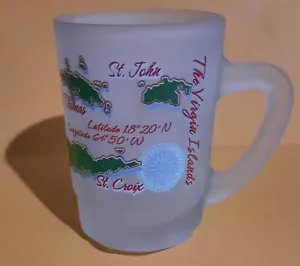 Collector Frosted Glass Demitasse Mug, The Virgin Islands map of three islands - Picture 1 of 6