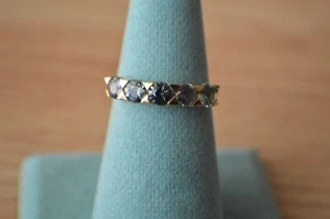 1.60ct Premium Australian Teal Sapphire 5 Stone Ring 14K YG over Fine Silver Sz8 - Picture 1 of 10