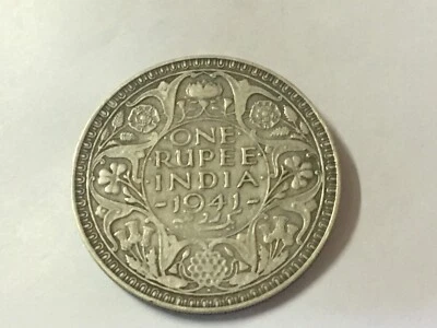Antigua moneda de plata antigua de una rupia India 1941 de Jorge VI rey emperador Foto 1 de 4