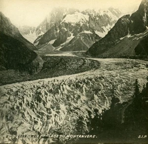 Frankreich Alpen Mont Blanc Gletscher Eismeer Montenvers Stereoview SIP Foto 1900 - Bild 1 von 3