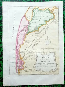 XVIII ème - Cours du Sénégal - Rare Carte Aquarellée par Bellin 25x19 cm 1754 - Picture 1 of 1