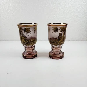 Pair Bohemian Moser Satin Crystal Pensketch Vases Signed W. Berndt - Picture 1 of 17