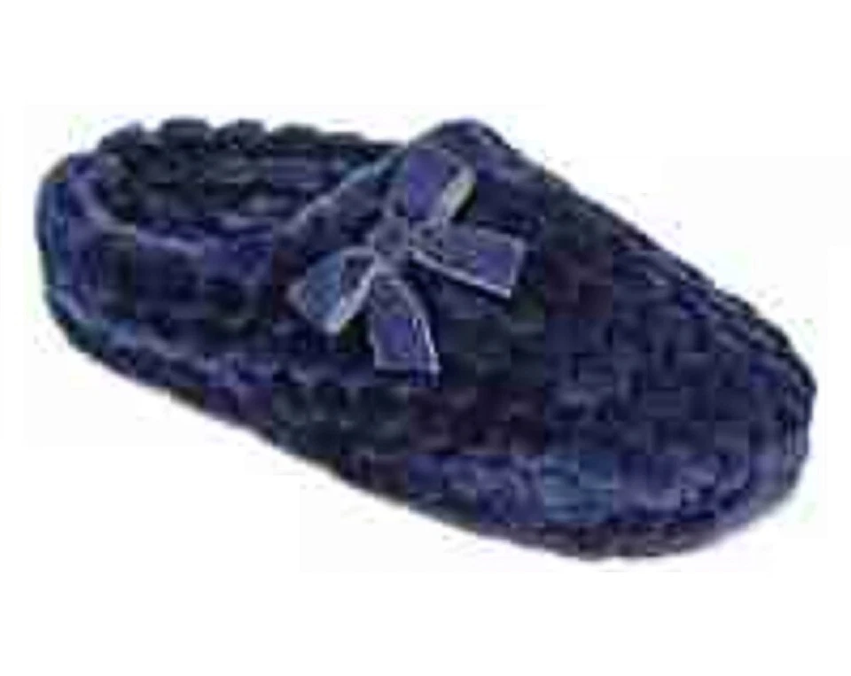 Chinelos LIZ CLAIBORNE de pelúcia de favo de mel tamanco de espuma com memória, profundidade azul, médio - Imagem 1 de 1