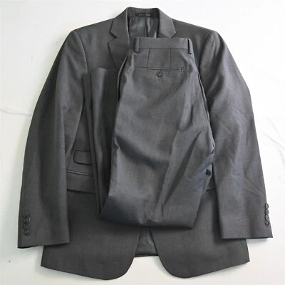 Calvin Klein 40R 32x30 Gris 100% Lana Calce Extremo Ajustado Hombres Chaqueta Pantalones Traje Foto 1 de 4