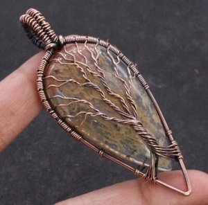 Golden Rutile Quartz Tree of Life Copper Pendant of 2.7" - Picture 1 of 3