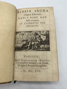 Bible,Biblia Sacra vulgatæ ed.. Sébastien Martin, 1656; caractéres minuscules. - Imagen 1 de 13
