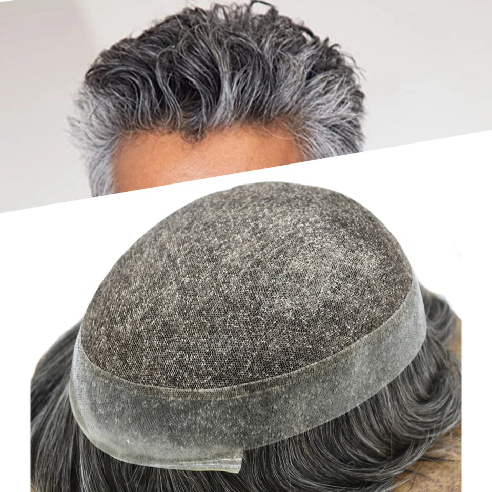 Pieza de pelo de encaje francés poli PU piel alrededor del sistema capilar para hombre toupee para hombre Foto 1 de 4