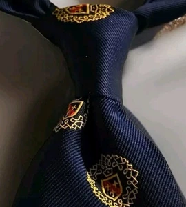 The Royal Orleans Executive Professional Repp Herrenkrawatte, blau mit Medaillons - Bild 1 von 5