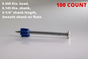 2-1/4" Powder Actuated Fastener Drive pin w/ Flute Construction Fastening Nail  - Picture 1 of 3
