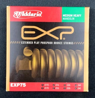D'Addario Mandolin Strings EXP75 Phosphor Bronze Medium Heavy .0115-.041 NEW - Image 1 of 2