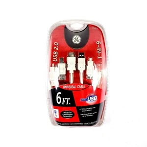 Genuine GE 97920 USB 6 in 1 universal cable 6 foot new 2.0 spec to 480 Mbps. M23 - Picture 1 of 2