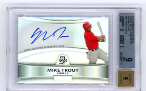 MIKE TROUT AUTO 2010 BOWMAN PLATINUM PROSPECT REFRACTOR ROOKIE BGS 9 ALL 9 SUBS