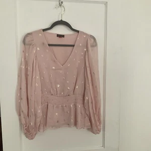 Vince Camuto Damenbluse mit V-Ausschnitt Größe Small Rosa Langarm Neu mit Etikett - Bild 1 von 13
