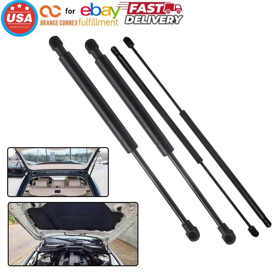 4PC For BMW 525i Base Sedan 04-06 Front Bonnet Hoods + Rear Trunks Gas Struts  Foto 1 de 4