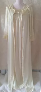 Vintage Gilead Long Butter Yellow Nightgown Nylon Lace Lingerie Medium - Picture 1 of 10