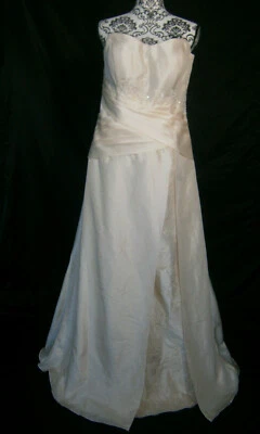 Mary's Bridal Modern Wedding Gown Dress 14-16 Champagne A-Line Corset Lace Bling - Image 1 of 4