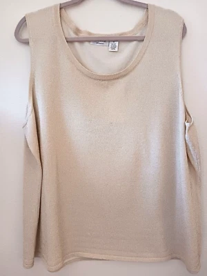 Bonita Top Laura Ashley Mujer Dorado Metálico Sin Mangas Talla 3X 52" Nueva con Etiquetas Foto 1 de 4