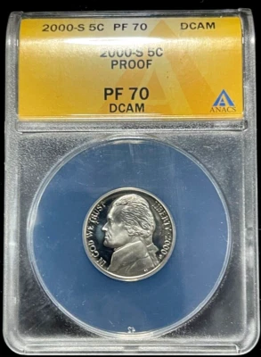 2000 S 5C PROOF Jefferson Nickel ANACS PR70DCAM - Image 1 of 3